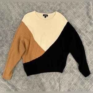 EXPRESS Womens Medium Color Block Long Sleeve Knit Crewneck Sweater